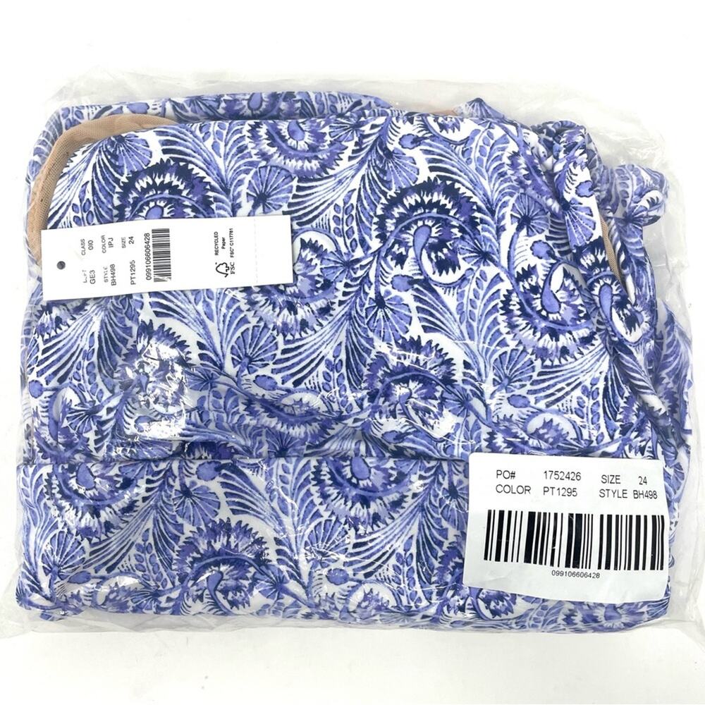 J. Crew V-neck One-piece Blue & White Dandelion Swirl Women's 24 3X BH498 $118 - Picture 4 of 5